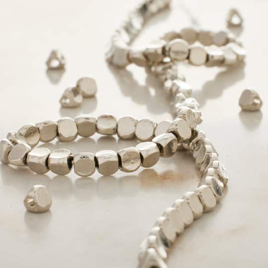 Rhodium Metal Irregular Shape Beads, 3mm by Bead Landing™